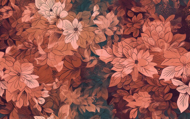 Flower tile square continuous pattern,Seamless collage pattern.created with generative ai tecnology