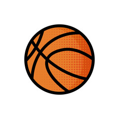 Basketball flat vector icon design. Circle basketball isolated illustration cartoon