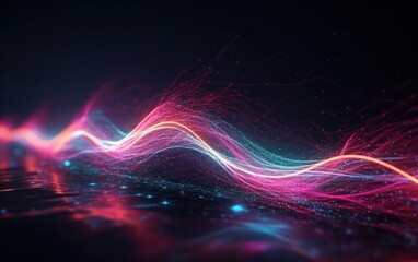 Fototapeta premium abstract futuristic background with gradient glowing neon moving high speed wave lines . AI Generative