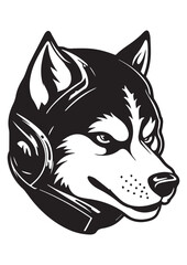 black and white wolfhound print, vector wolfhound, wolfhound drawing, black and white, eps file fully editable, printable