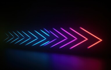 abstract minimalist geometric background. Colorful neon ascending arrow, linear sign. AI Generative