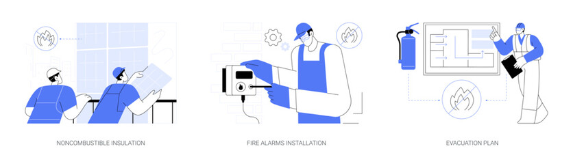 Fire protection system abstract concept vector illustrations.