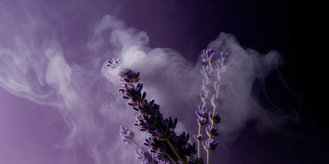 Close up lavender with scent perfume smoke. AI Generative