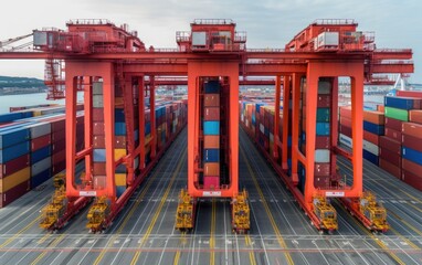 container dock crane shipment harbor loading container. AI Generative