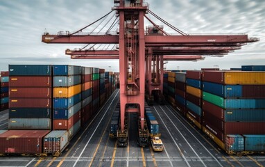 container dock crane shipment harbor loading container. AI Generative