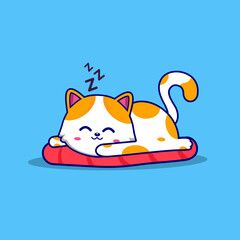 Cat cartoon vector icon, Cute Sleeping Cat vector illustration isolated