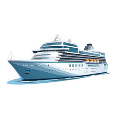 Fototapeta na wymiar Illustration of a luxury cruise ship isolated on white background. Currently in the position of sailing to the destination. 