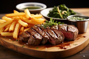 Succulent fillet steak and fries | Generative AI