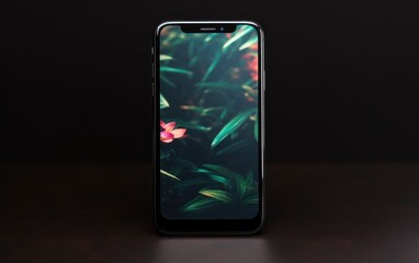 Mobile phone mockup on dark background. AI Generative