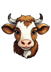 colorful cow vector, cow sticker, cow print for logo, editable, ready-to-print cow illustration