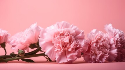 Pink carnation flower on a pink background. AI Generative