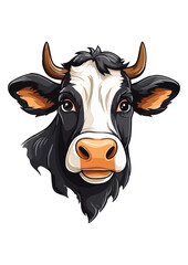 colorful cow vector, cow sticker, cow print for logo, editable, ready-to-print cow illustration