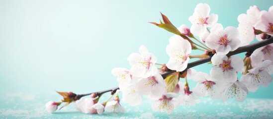 sakura in springtime sakura in springtime on a white light blue background. AI Generative