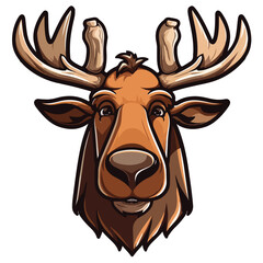 deer head illustration,deer vector illustration,kawaii style sticker,wild animals,editable vector,printable