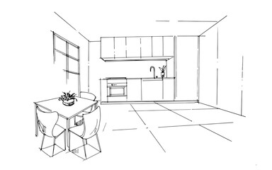 Fototapeta na wymiar line drawing sitting and eating,a line drawing Using interior architecture, assembling graphics, working in architecture, and interior design, among other things.,house interior or interior design
