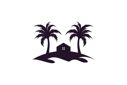 Palm logo vector with modern and creative house concept