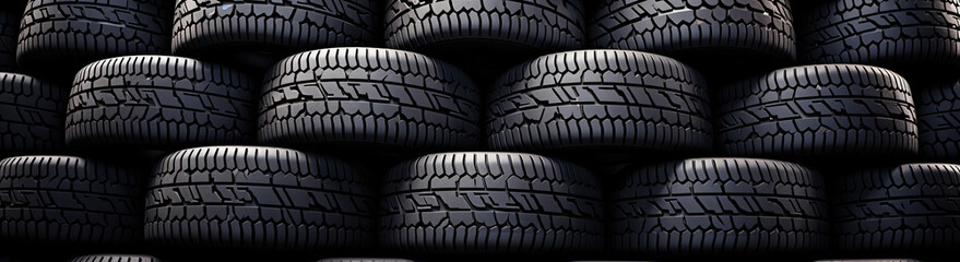 Fototapeta premium A Row of Black Tires