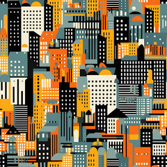 Abstract representation of a city skyline using geometric shapes - Generative AI
