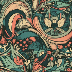 Seamless pattern with flowers - Generative AI