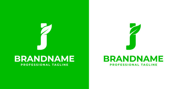 Letter J Leaf Logo, suitable for business related to leaf, nature, plant, ecology, or environment with J initial.