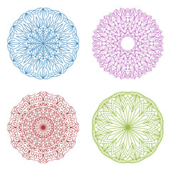 Set of mandalas. Vector lace pattern. Ornamental round ornaments. Abstract illustration. Colorful collection 