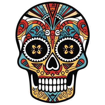 colorful skull vector illustration,tattoo art,ready to print,flower skull