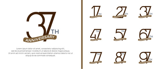 set of anniversary logo brown color and ribbon on white background for celebration moment