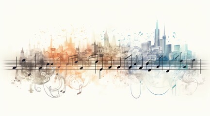 Graphic design for a city made entirely out of musical notation.