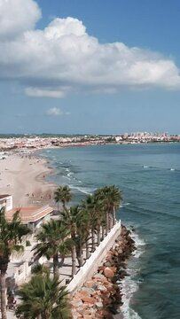 Drone of sunny day at Playa de El Mojon, Murcia, Spain