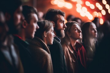 A crowd of people at a live event, concert or party holding