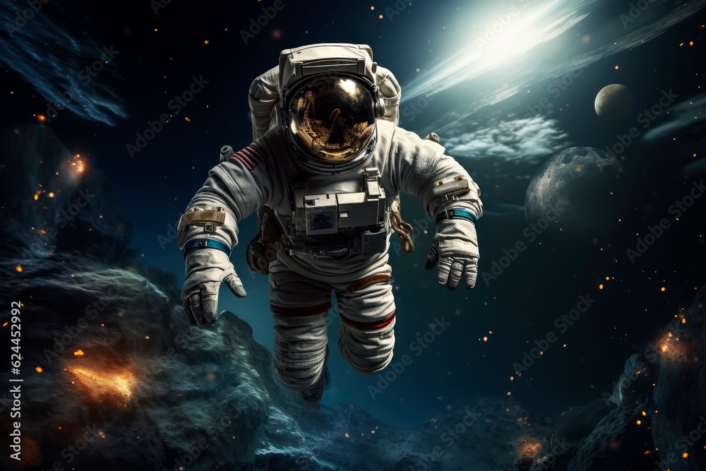 Wall mural astronaut in outer space. generative ai
