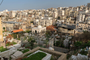 Muslim Cemetery and view of the Jessrin District, North Lebanon, Tripoli, Lebanon