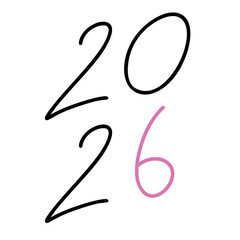 2026 new year. Simple line doodle style. 