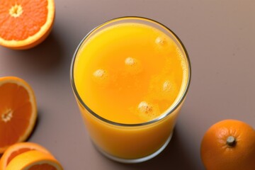 Fototapeta na wymiar Refreshing citrus juice on wooden background, AI Generated