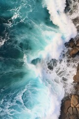 There is a painting of a crashing wave from above. (Generative AI)