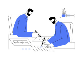 Signing rental agreement abstract concept vector illustration.