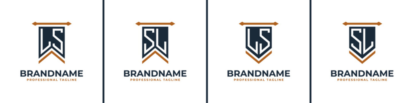Letter LS and SL Pennant Flag Logo Set, Represent Victory. Suitable for any business with LS or SL initials.