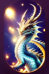 Cute Dragon of year 2024 llustration, generative ai	