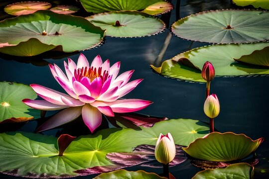 pink water lily AI GENERATED