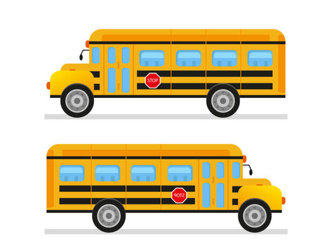 Yellow school buses graphic in flat style