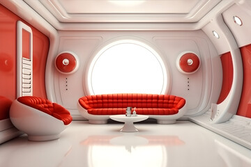Realistic Retro Futuristic Furniture Designer Mockup: Redefining Interior Design