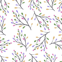 Seamless blue leaf, branch pattern drawing. Blue ivy leaf, classic beautiful garden ornament for fabric design. Decorative, textile, wrapping paper, wallpaper. Vector seamless illustration