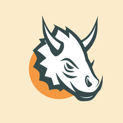 Triceratops dinosaur head vector logo design element. Jurassic park world.