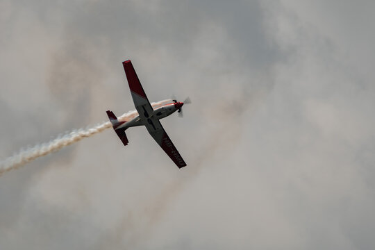 Pilatus-PC-7 airplane in Speck-Fehraltorf in Switzerland 1.7.2023