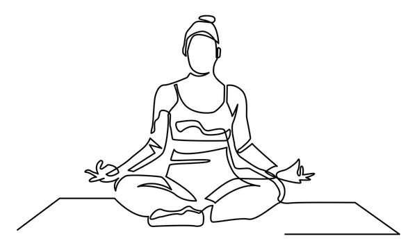 recommend clip art: Continuous line drawing woman doing yoga pose exercise.Vector illustration.