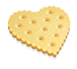 Heart crisp cookie snack isolated on white background. PNG Illustration