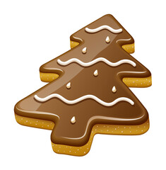 Christmas biscuit cookie in form of christmas tree. Isolated on white background. PNG Illustration