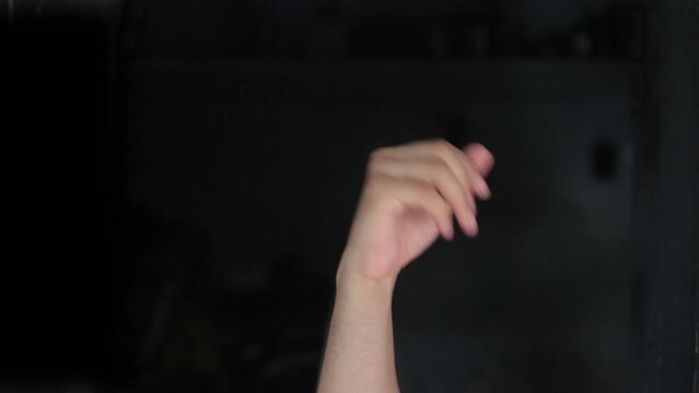 Ll alphabet American sign language video demonstration in HD, American Sign Language (ASL) single-handed Ll letter sign isolated on black background.