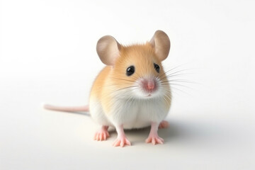 Cute Mouse Portrait on White Background. Generative AI