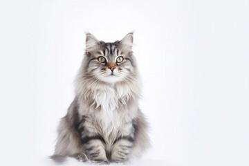 Whiskered Beauty against a White Background. Generative AI